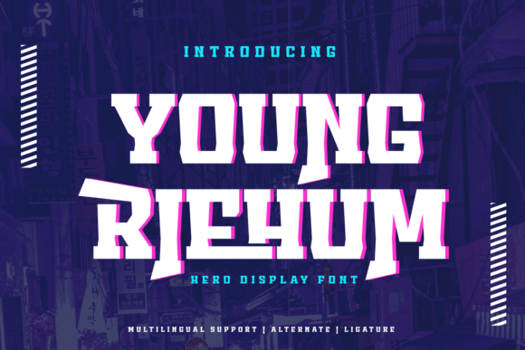 Young Riehum Display Font for DIY Crafts and Superhero Products